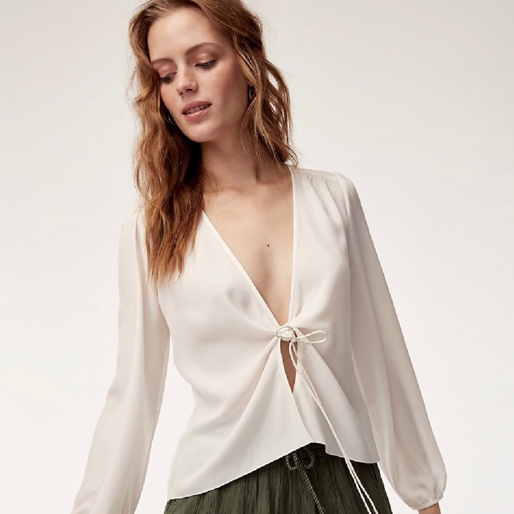 Aritzia Tia White Blouse (Brand New)